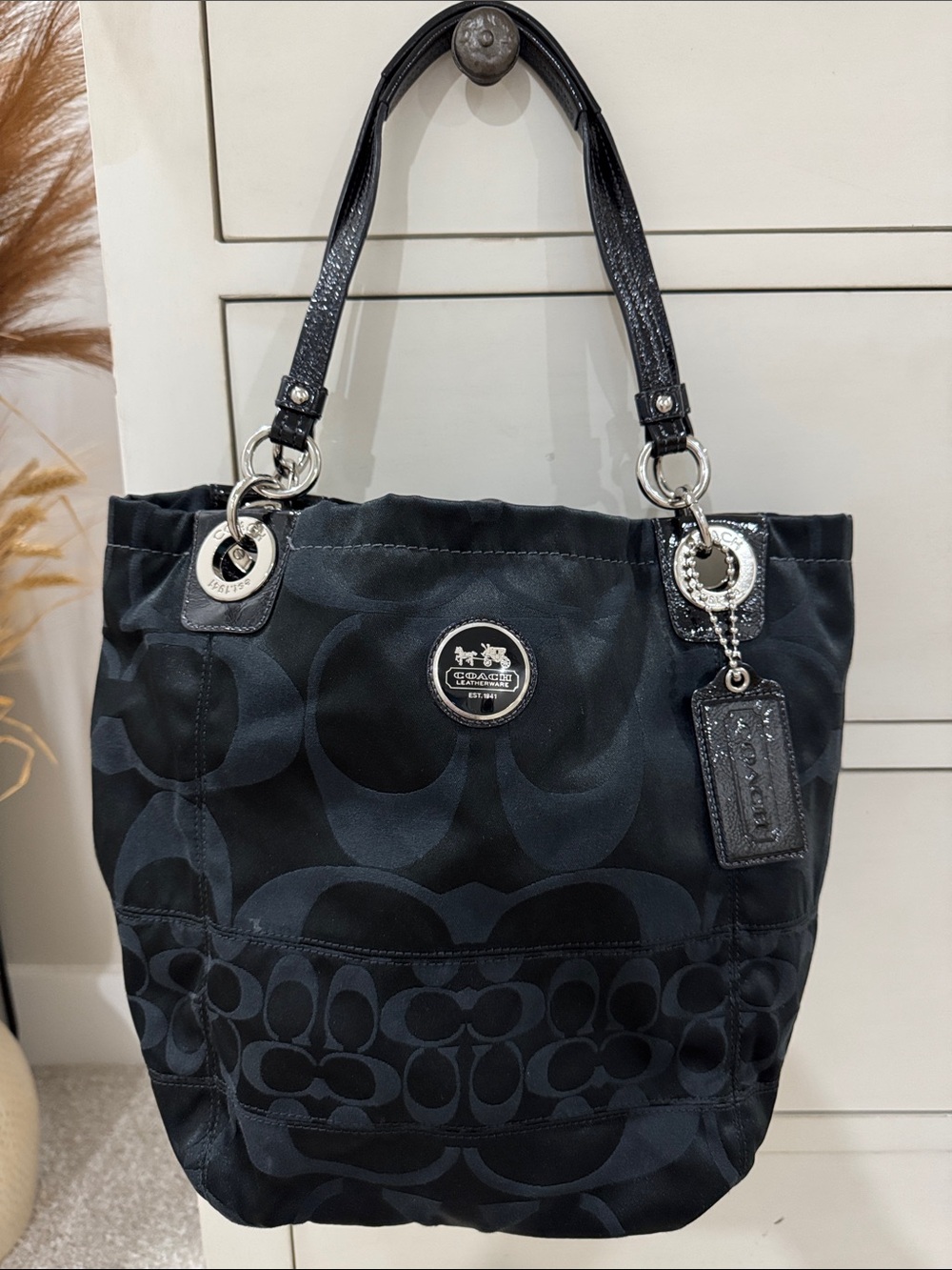Coach Black Signature Shoulder Tote